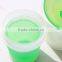 HOTsale plastic double-deck milk cup with lid/plastic breakfast cup with spoon
