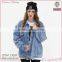 China clothing button down light blue blue oversize women denim jacket