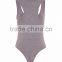 Chinese Factory Sexy Women Plain Tight Body Shaper Basic Grey Racer Back Bodysuit
