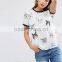 Wholesale China fashion design cheap 100% polyester t shirt for women with cat print