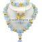 Gold-Plated Ball Crystal Beads Y Shape Necklace African Jewelry Set