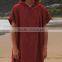 Plain Color Cotton Velour Bath Robe With Hooded Surf Poncho Beach Towel