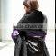 YR101 Black Brown Genuine Natural Mink tail knitted fur shawl