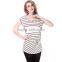 Women's Stripe Pleated Button T-shirt