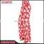Spring Summer Design Coral Red Floral Print Lady Pants Relax Wide Leg Casual Pants For Women