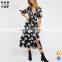 OEM product defined waist v-neckline new ladies floral bodycon dress