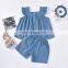 A0172# Комплект одежды для девочек летний, 2 штуки. Верхняя одежда с вышивкой цветов + шорты, 2-компонентный костюм. Одежда для маленьких девочек