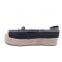 Straw interlayer woman applied slip on cheap canvas flat shoes