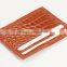 luxury crocodile skin leather 2-slot credit card holder card sleeve card case