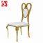 Hotel Restaurant Furniture Used Gold Stainless Steel Banquet Chair Heart Back Design Wedding Chairs