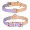 Factory supplying Contrasting calfskin leather dog collars with gold name plate personalized