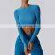 Custom Ribbed Long Sleeve Cropped Gym Tank Tops Sweat-Wicking Sports Shirt For Women 96rayon 4spandex