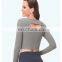 Wholesale Custom Anti-Bacterial Women Gym Wear Fitness Crop Top Long Sleeve Sport Shirt Ladies Workout Exercise Running Clothing