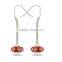 silver leaf shape shamballa murano glass earring with lampwork drops