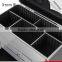 Aluminum artist cosmetic rolling wheel make up display case with lights mirror