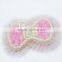 5" Chiffon Pearl Bows with tulle embellished with beads and Sparkle stones                        
                                                Quality Choice