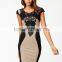 Trendy WOMENS Lace Covered Beige/Black Pencil Dress Cocktail Ball Party