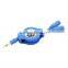 Manufacturer supply retractable 2 male to 1 female audio cable
