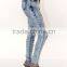 Washed Destroyed Skinny Jeans High Waist Rise Denim Women Ripped