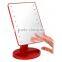 Touch sensor free rotating LED lighted cosmetic mirror stand