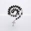 Black Plastic Pearls Beads Rosary Cross Christian Religious Jewelry
