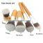 11pcs hot sell ECO-friendly cosmetic makeup brush bamboo handle brush set with gunny bale