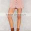 Scalloped Hem Button Closur Blush Fashion One Piece Mini Suede Skirt