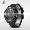 WEIDE unique mens quartz stainless steel watch water resistant outdoor army sport watch with silicone strap wrist watch