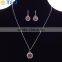 Fashion Ruby Jewelry Set Flower Austrian Crystal Alloy Silver Two-Piece Wedding Accessories Jewelry