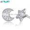 Sterling silver 0.925 star and moon earrings for pretty woman