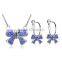 new arrival party girl austrian crystal sugar bowknot pendant necklace round hoop earrings sets