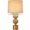 luxury gold cylinder base glass table lamp with beads decor and cylinder fabric shade for home decor