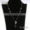 multi strand faux pearl triangle crystal stud fleur de lis deco key pendant necklace