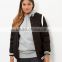 Plus Size Clothing Manufacturer Wholesale Black Stripe Trim Bomber Varsity jacket Plus Size