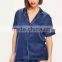 MGOO 2017 New Arrival Custom Satin Silk Pyjamas Logo Embroidered Back Long Sleeves Sleepwear Sets Ladies