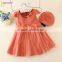 Autumn children clothing dress + hat set baby girl woolen one piece children wool dress