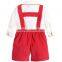 High Qulity Newborn Baby Clothes Boys White Long Sleeve Shirt With Red Overalls Children's Suit