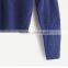 2017 fall women loose dark blue cold shoulder knit sweater