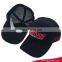 Flat and 3D embroidery 6-panel mesh trucker baseball cap black fitted cap