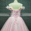 Princess Off Shoulder Butterfly Ball Gown Pink Prom Dress For Evening 2017