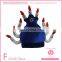 Sequine strange shape halloween hat with red big plush fabric decorated horn for festival
