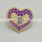 custom metal lion club heart shape pin badges