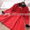 Autumn new special offer pearl bow tie lapel woolen skirt dress girls skirt