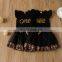 Girls' Letter Romper Mesh Leopard Print Skirt Set