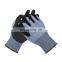 15G Super thin Cut-resistant Liner with Black Foam Sandy Nitrile Coating Gloves ANSI A5