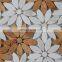 China color flower design leaf shape marble mosaic tile with brass inlay