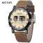 MEGIR 2137 Minimalist Watches Luxury Simple Drum Roller Quartz Mans Watches Casual Sport Waterproof Leather Watch Reloj Hombre