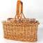 Hot Sale Vintage Wicker Wine Bottle Basket with Two Slots, Wine Bottle Storage, Dinner Table Picnic Wine Caddy Vietnam Supplier