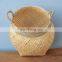 Hot selling Woven Natural Woven Bamboo Storage Basket Mixed Seagrass With Handle Decoration Wholesale Handwoven Made in Vietnam