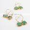 Fashion Chrysoprase Jewellery Square beads Gemstone Stud, 18K Gold Plated Australian jade earring Jewelry Suppliers